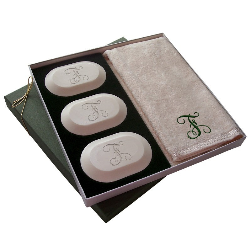 original luxury personalized soap gift set: single initial