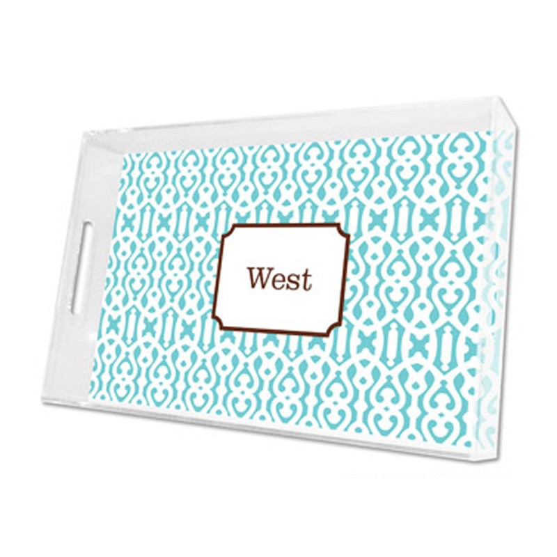 cameron teal lucite tray - large