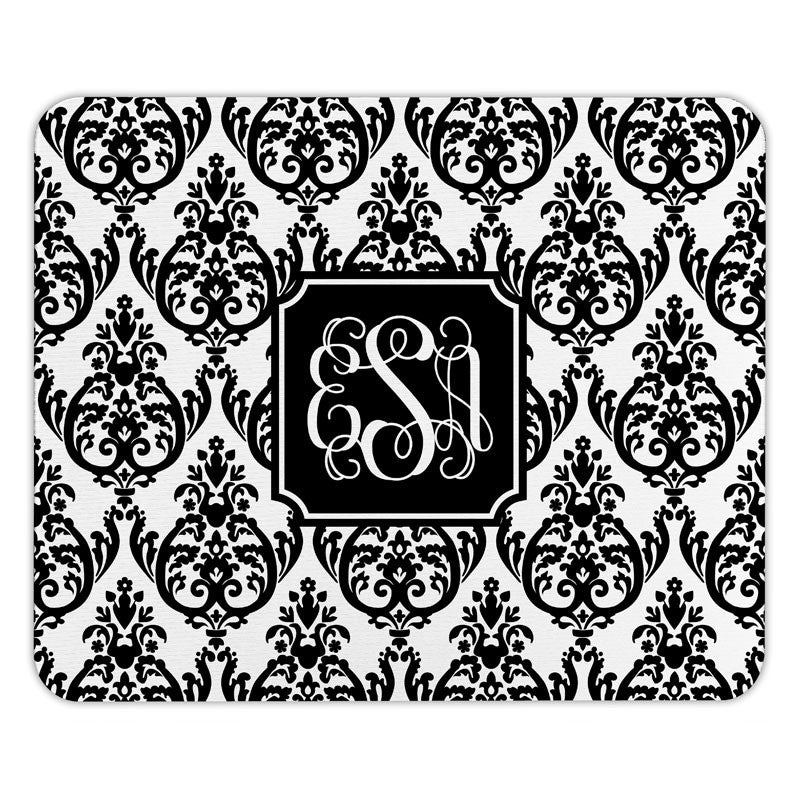 boatman geller madison damask white with black mouse pad