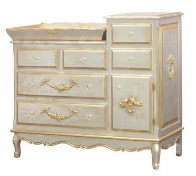 silver french changer with gold gilding, moulding and tray
