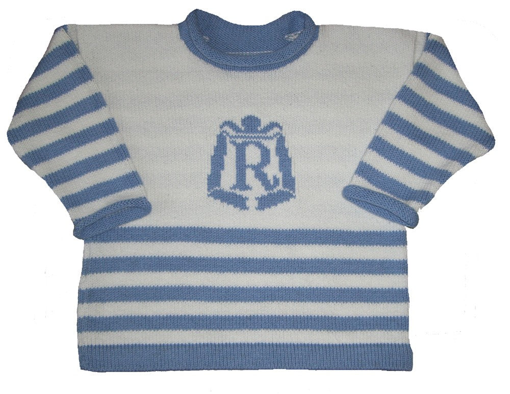 nautical sweater with personalized crest