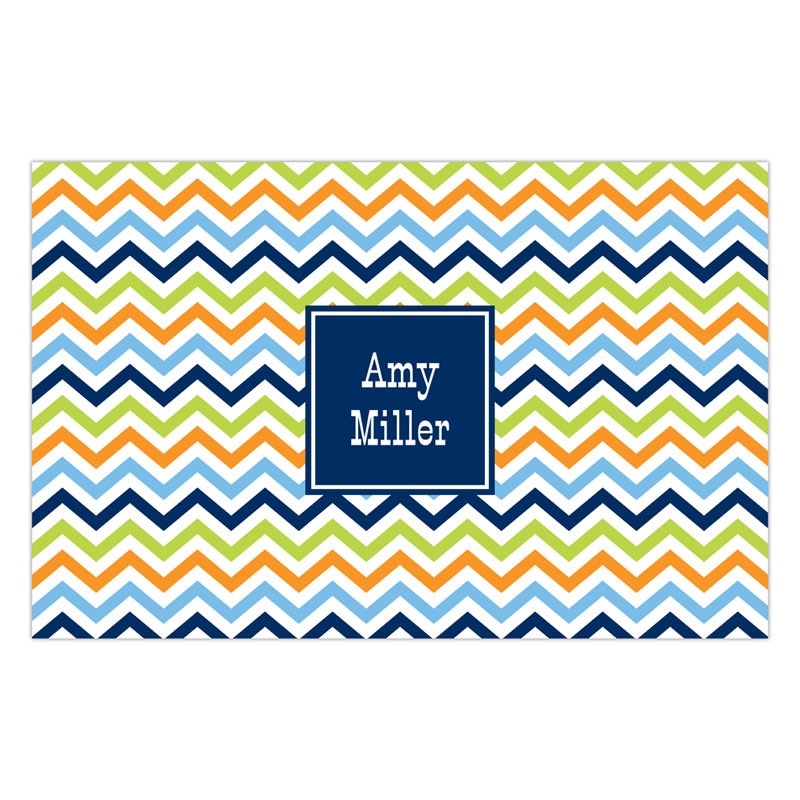 boatman geller chevron blue, orange & lime placemat