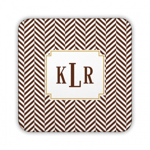 Herringbone Chocolate Square Coaster