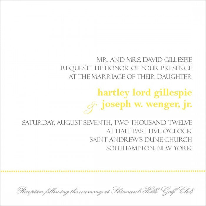 hartley & joe wedding invitation card