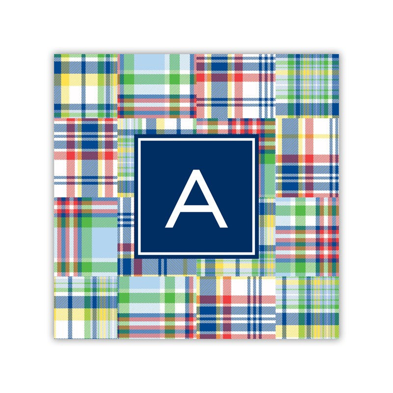madras patch blue square paper coaster set of 50