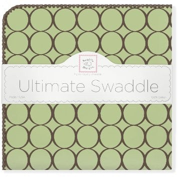 ultimate swaddling blanket by swaddle designs - brown mod on lime