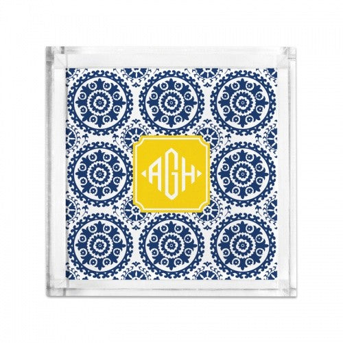 Lucite Tray Petite Suzani Navy