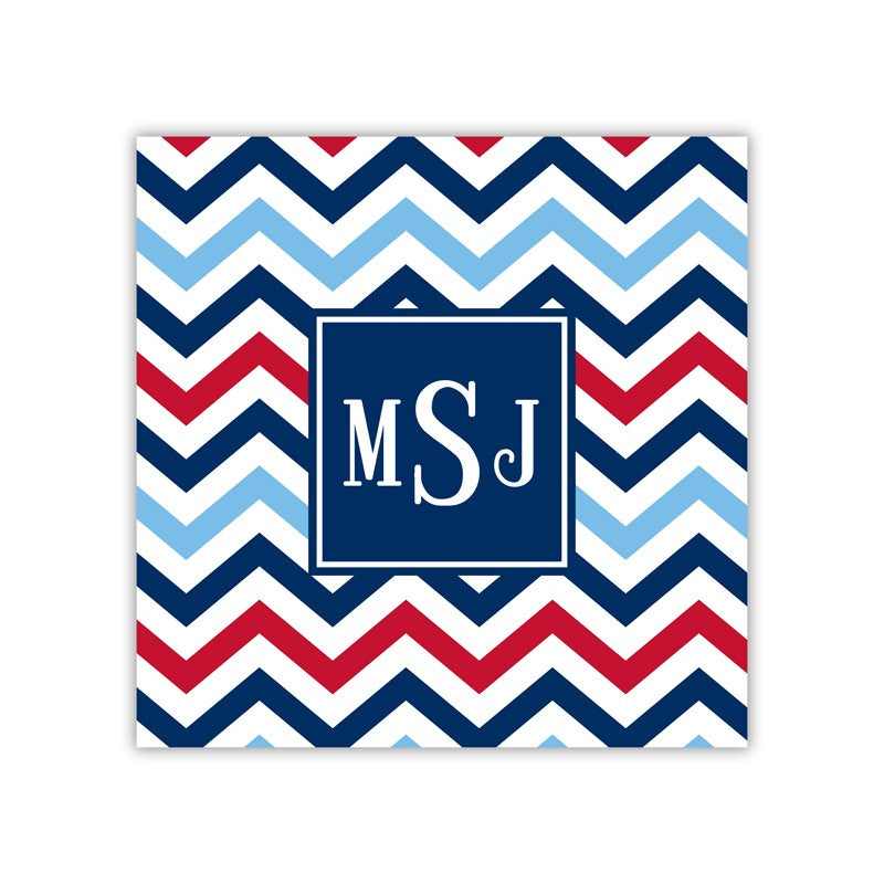 chevron blue & red square paper coaster set of 50