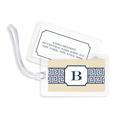 boatman geller greek key band navy bag tags