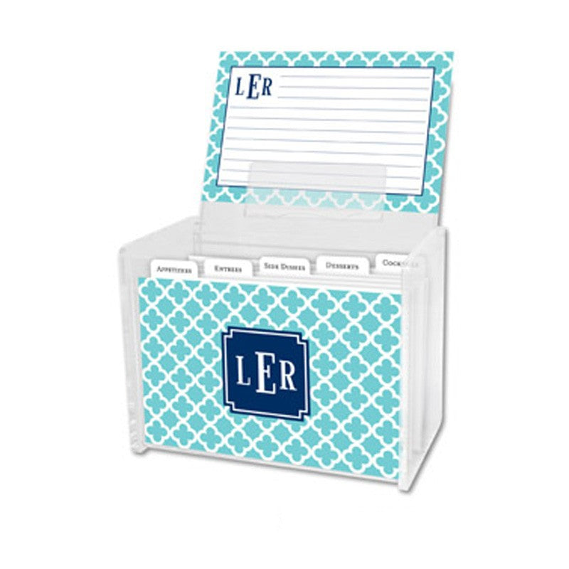 boatman geller bristol tile teal recipe box