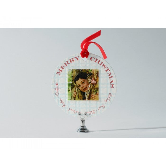 plaid ornament holiday card