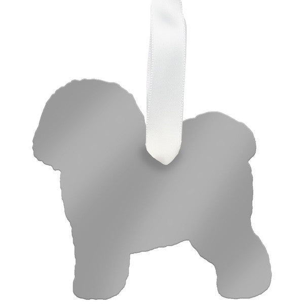 moon and lola bichon frise christmas ornament - silver