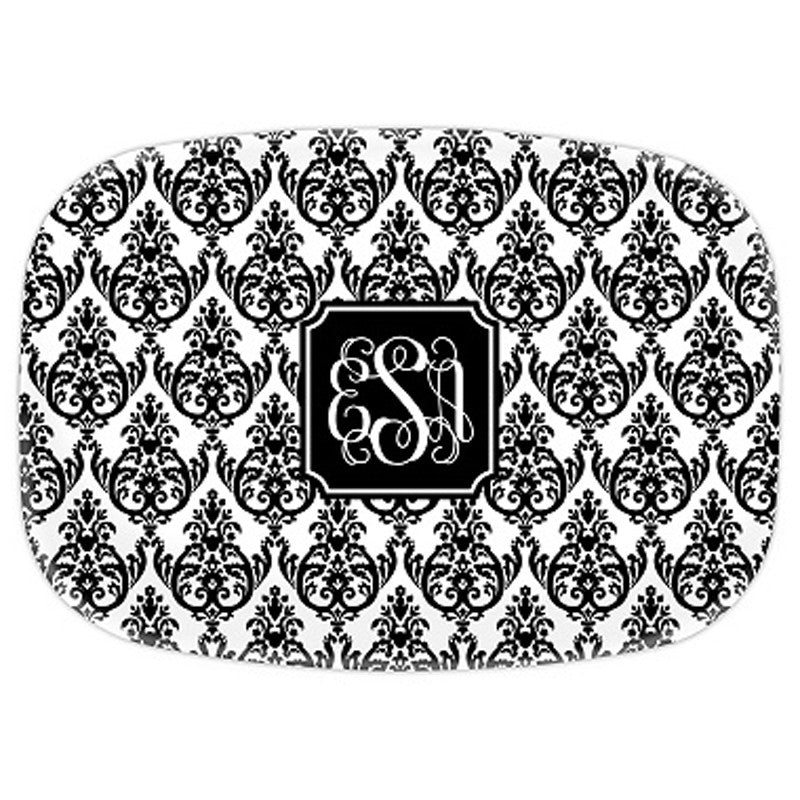 boatman geller madison damask white with black platter