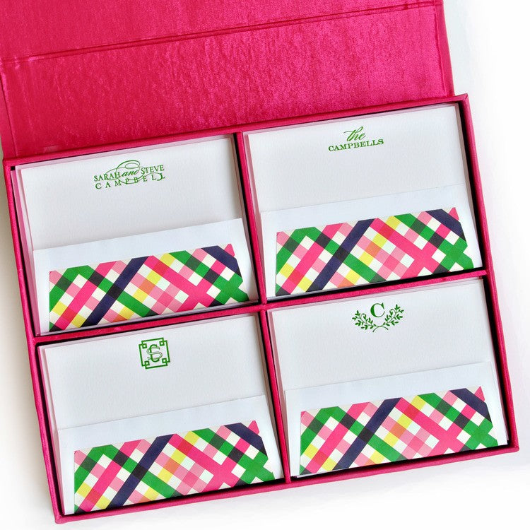 grand magenta silk stationery box - g6
