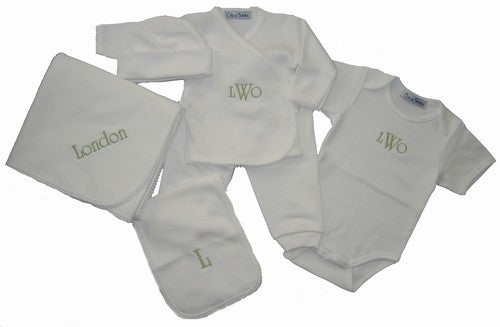 monogrammed baby layette set