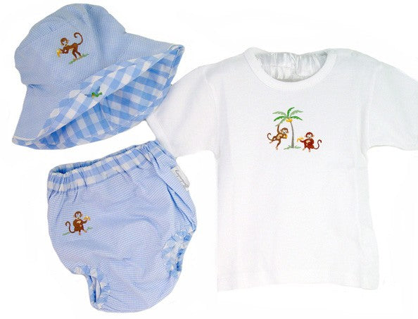 safari embroidered puff pants sun set - blue - by gordonsbury