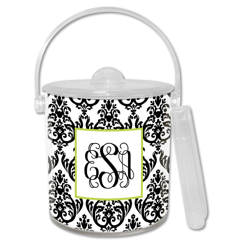boatman geller madison damask white with black ice bucket