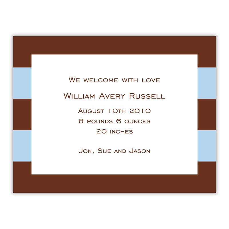 boatman geller rugby blue & brown small flat notecard