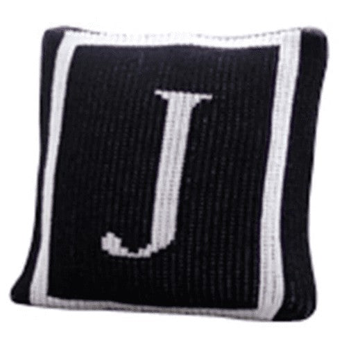 single border initial pillow