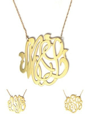 cutout monogram necklace (14K White, Yellow or Rose Gold)
