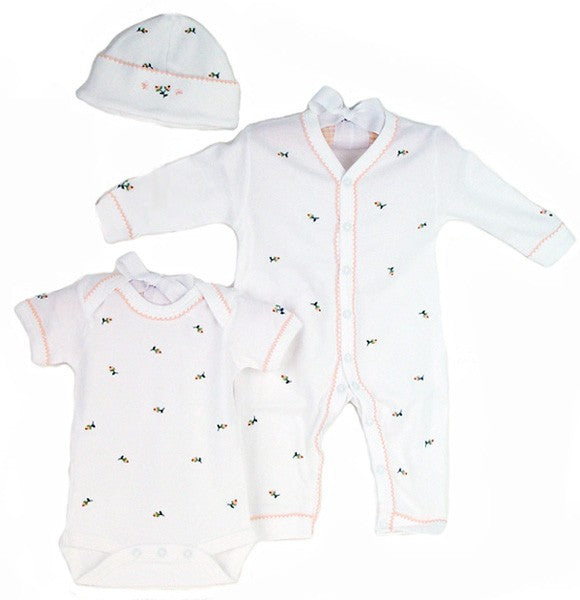 rosebuds embroidered layette set by gordonsbury