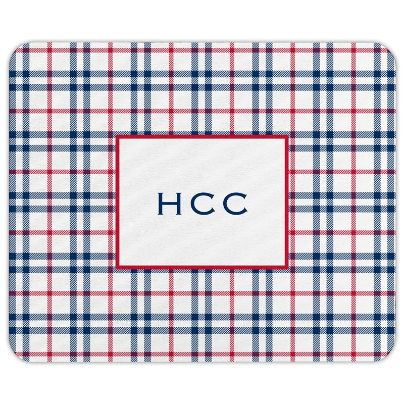 boatman geller miller check navy & red mouse pad