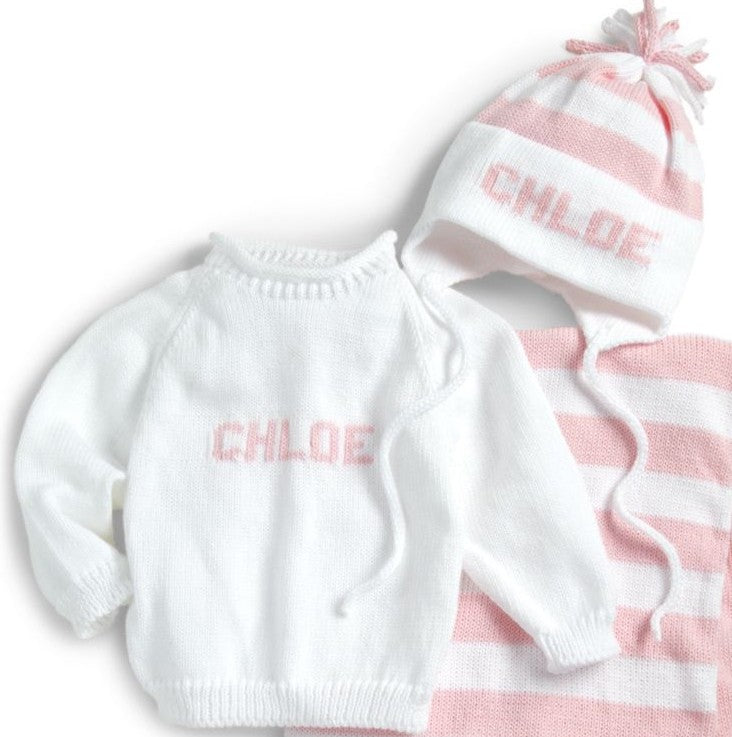 custom baby sweater and hat set