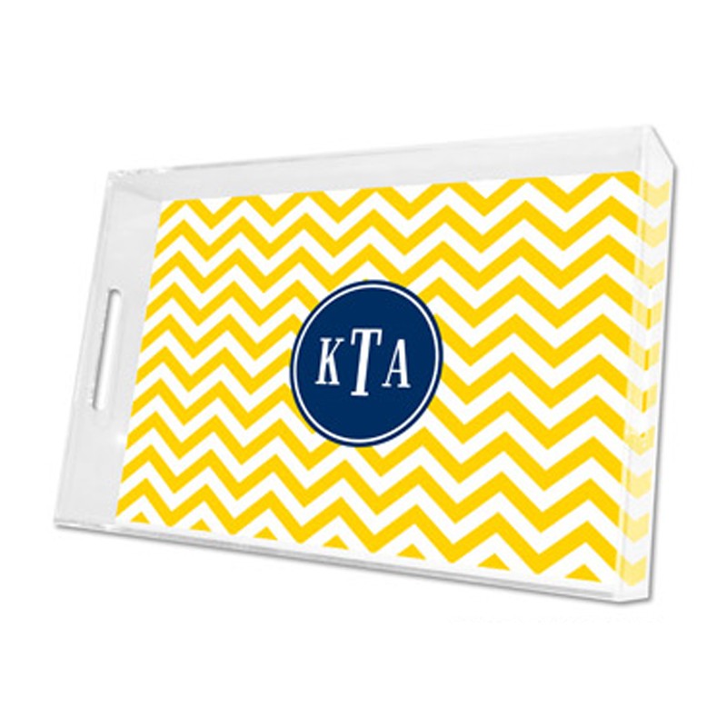 chevron sunflower lucite tray - large
