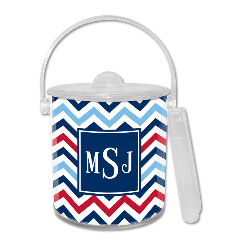 boatman geller chevron blue & red ice bucket