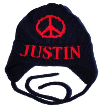 personalized peace sign earflap hat