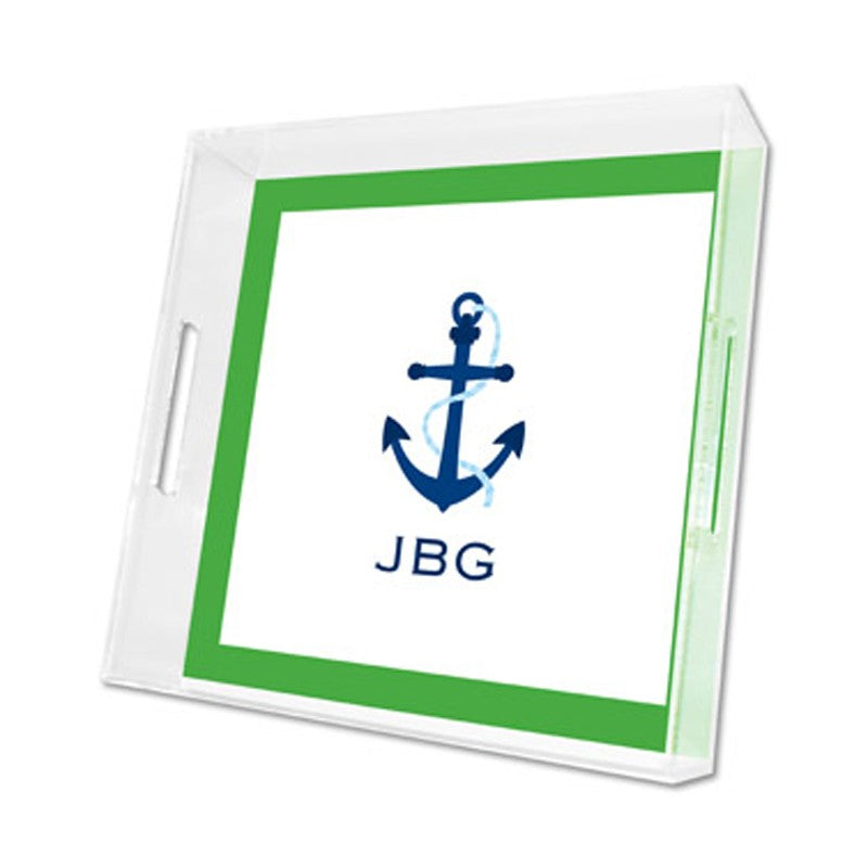 icon anchor with border lucite tray - square