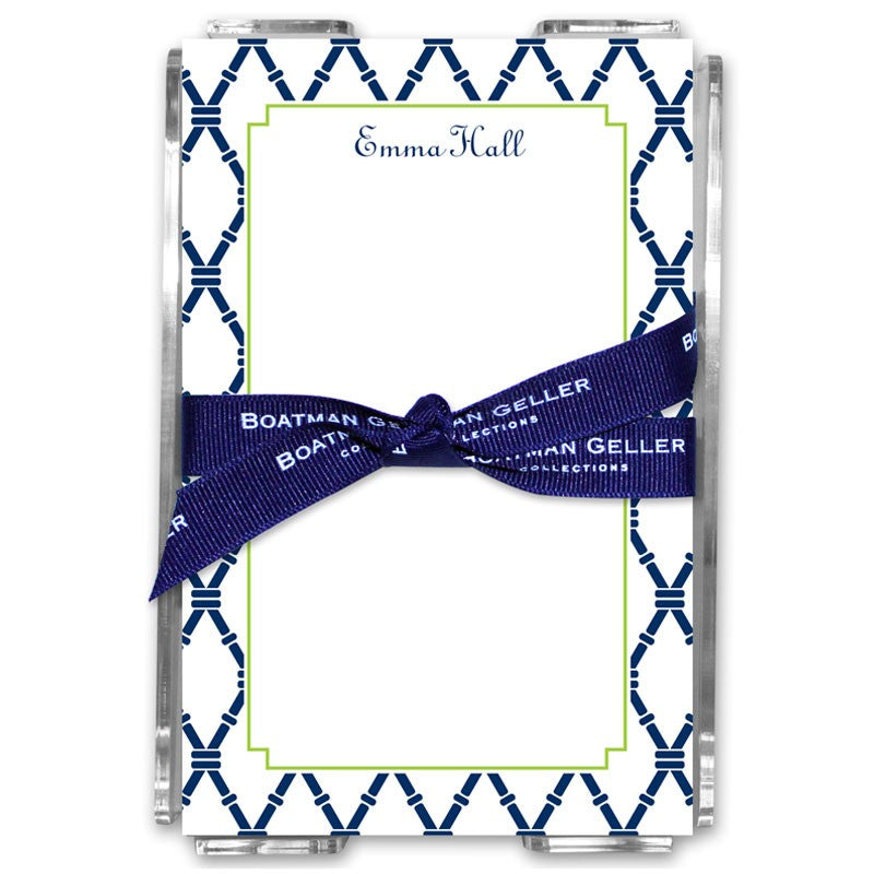 boatman geller bamboo navy & green acrylic note sheets