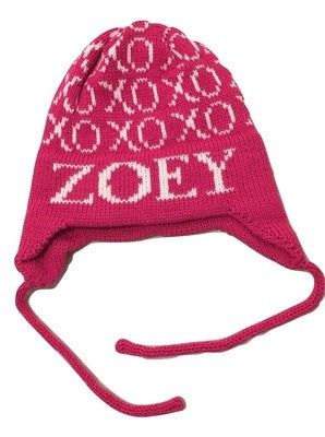 xoxo name hat with earflaps