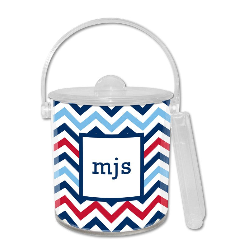 boatman geller chevron blue & red ice bucket
