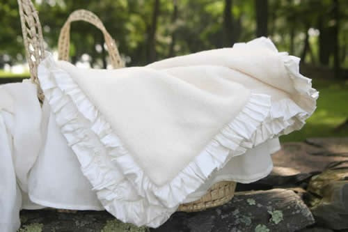 luxury receiving blanket with ruffle
