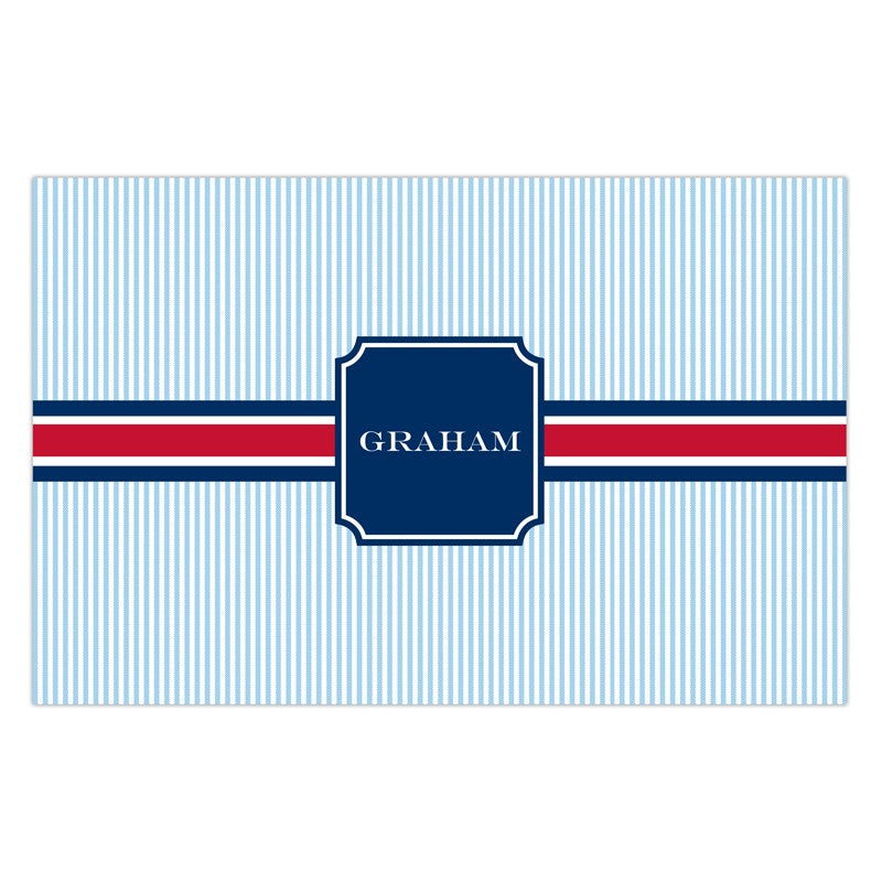 boatman geller seersucker band red & navy placemat