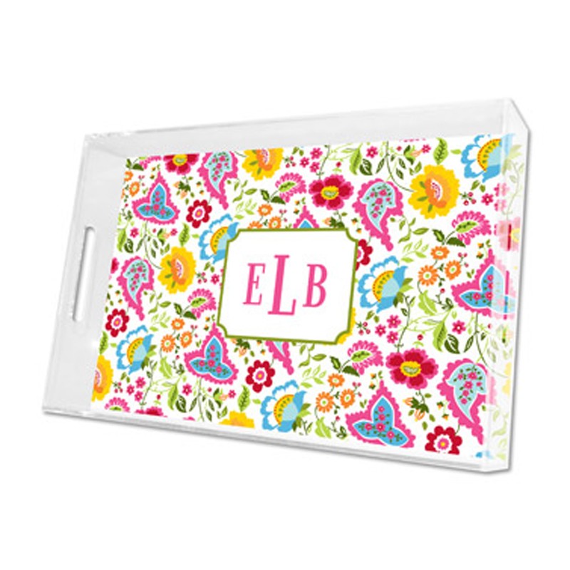bright floral lucite tray - large