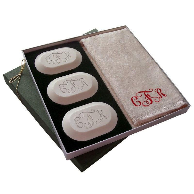 original luxury personalized soap gift set: monogram