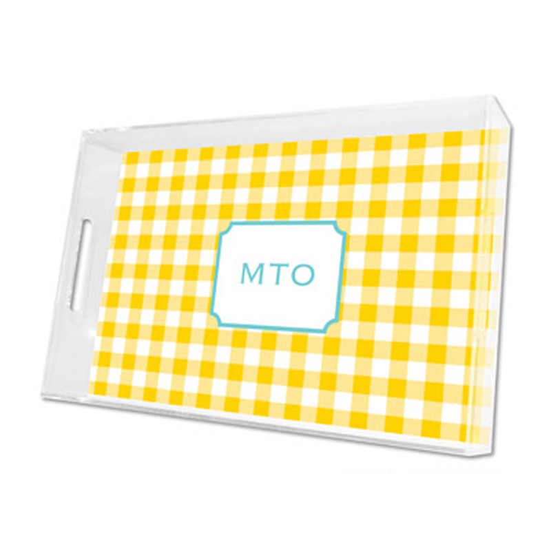 classic check sunflower lucite tray - large