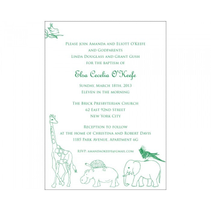 animal parade baptism invitations