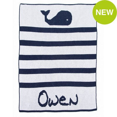 whales and stripes stroller blanket
