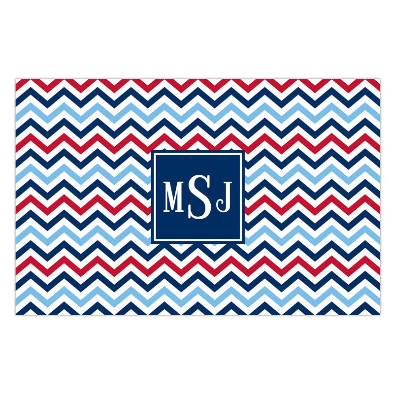 boatman geller chevron blue & red disposable placemats