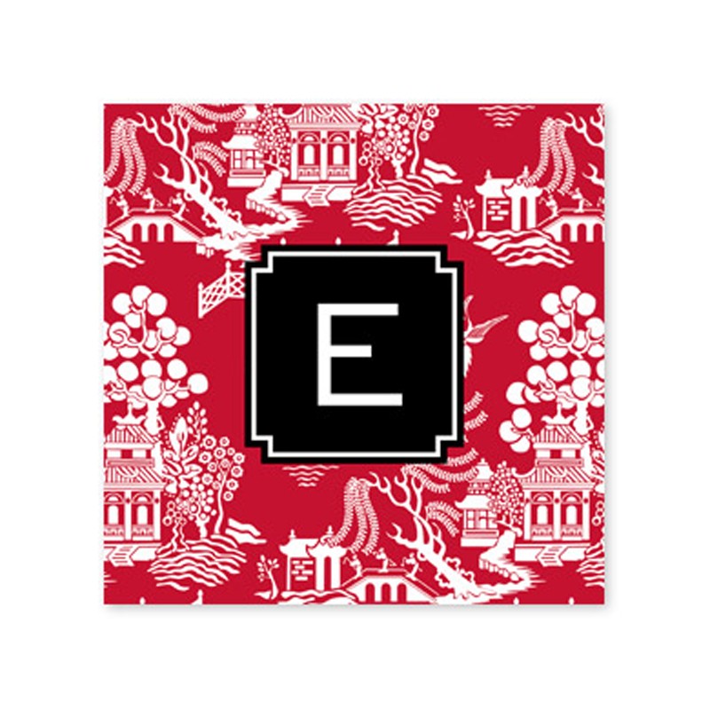 chinoiserie red square paper coaster set of 50