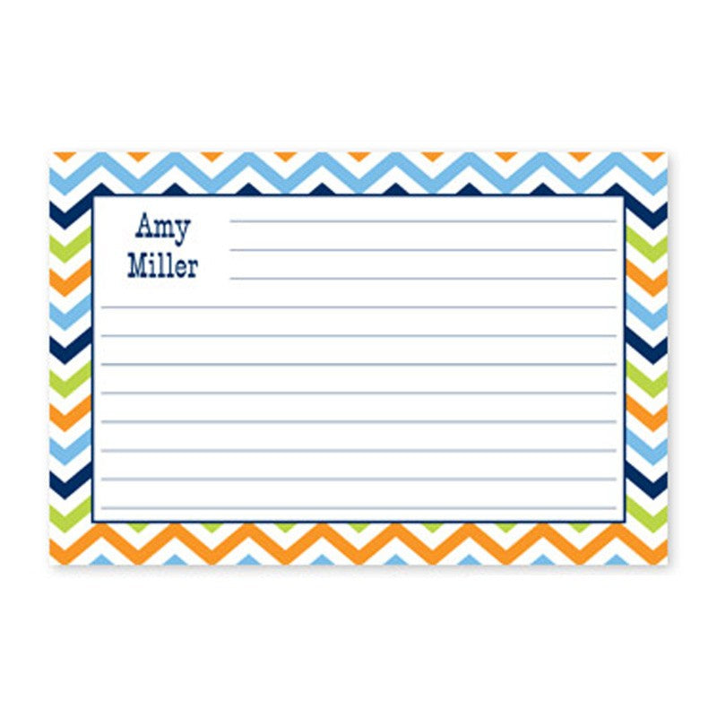 boatman geller chevron blue, orange & lime recipe card