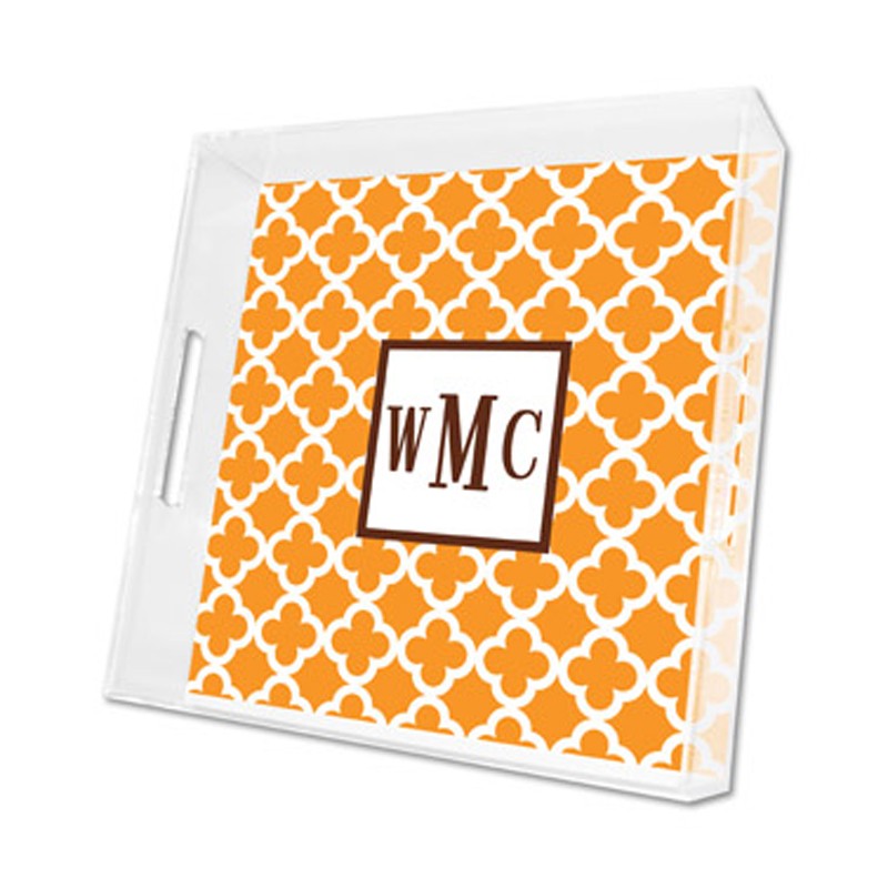 bristol tile tangerine lucite tray - square