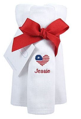 patriotic personalized burp cloths-set of three