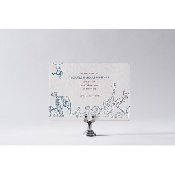 letterpress baby announcement - animal parade