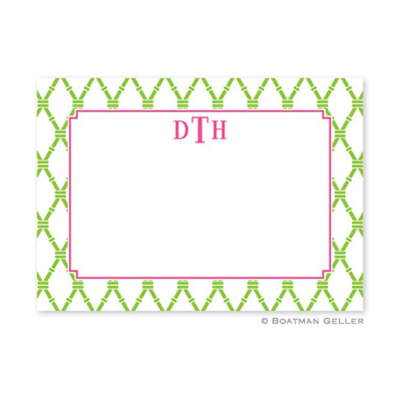 boatman geller bamboo green & raspberry large flat notecard