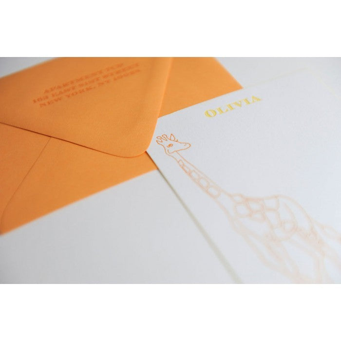 olivia giraffe baby stationery
