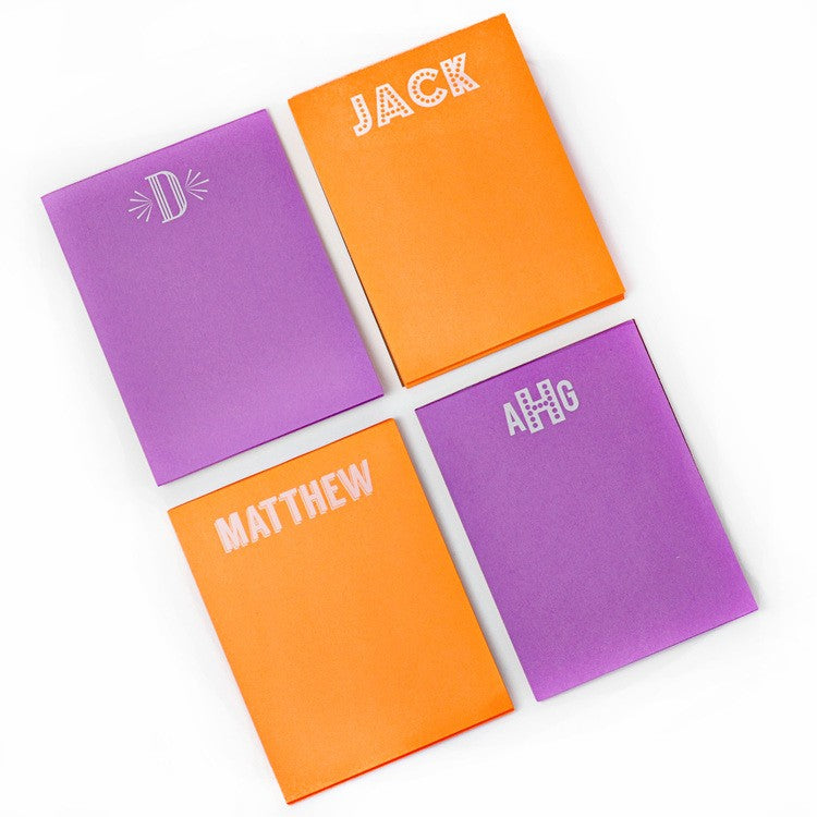 White on Bright Personalized Small Note Pad